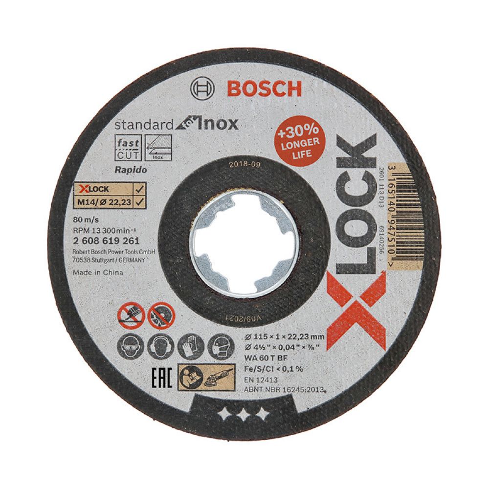 Отрезной диск Bosch X-LOCK Standard for Inox 115x1x22.23мм прямой (2608619261)