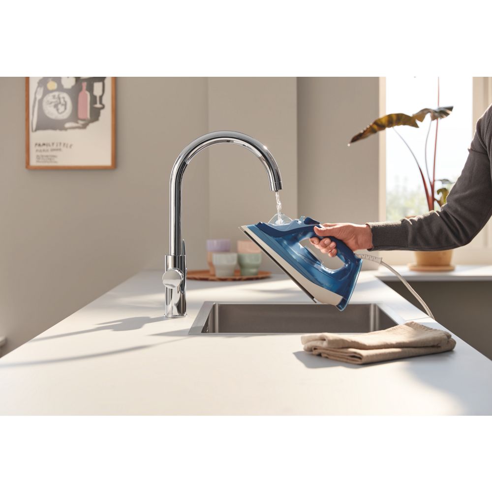 Смеситель для кухонной мойки GROHE Blue Pure BauCurve с функцией фильтрации, без фильтра в комплекте, хром (30580000)