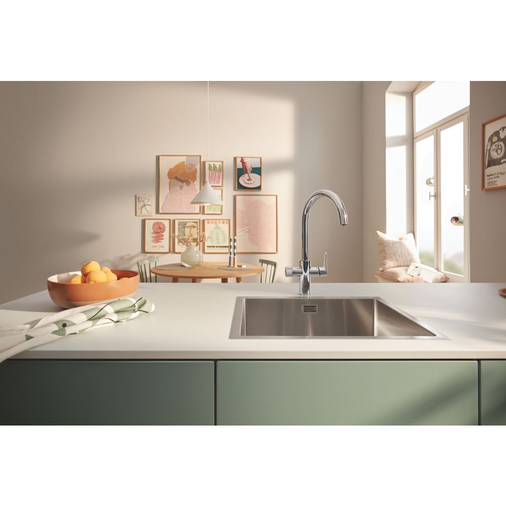 Смеситель для кухонной мойки GROHE Blue Pure BauCurve с функцией фильтрации, без фильтра в комплекте, хром (30580000)