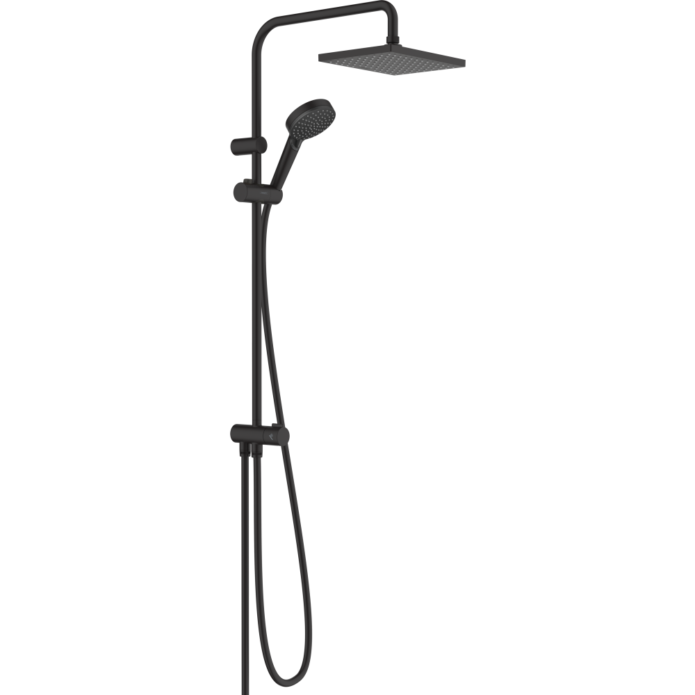 Душевая система hansgrohe Vernis Shape 230 1jet EcoSmart Reno с переключателем потоков 26289670, матовый черный