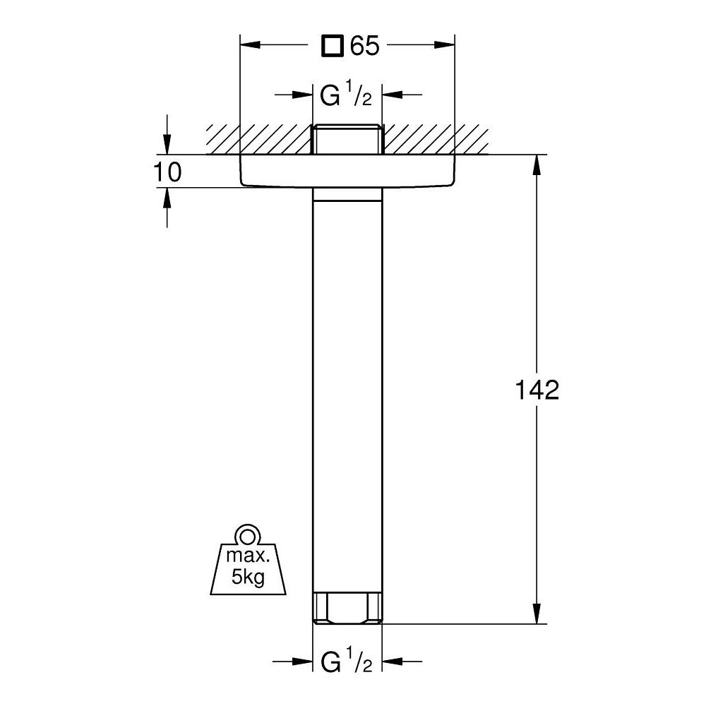 Душевой кронштейн потолочный GROHE Rainshower neutral 151 мм, хром (27485000)