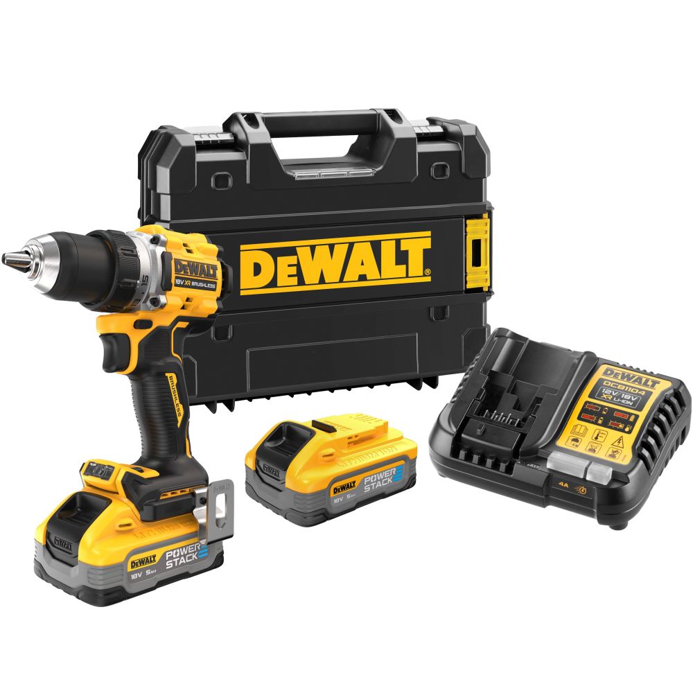 Аккумуляторная дрель-шуруповерт DEWALT DCD800H2T, 18 В, 2000 об/мин, с 2 АКБ 5 Ач и ЗУ, в кейсе TSTAK