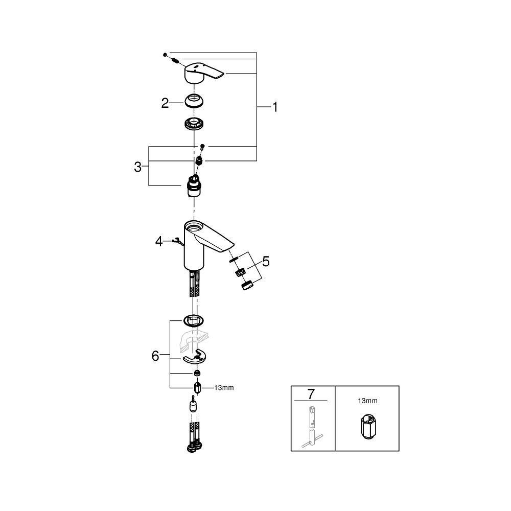 Смеситель для раковины GROHE Eurosmart, S-size, хром (33188003)