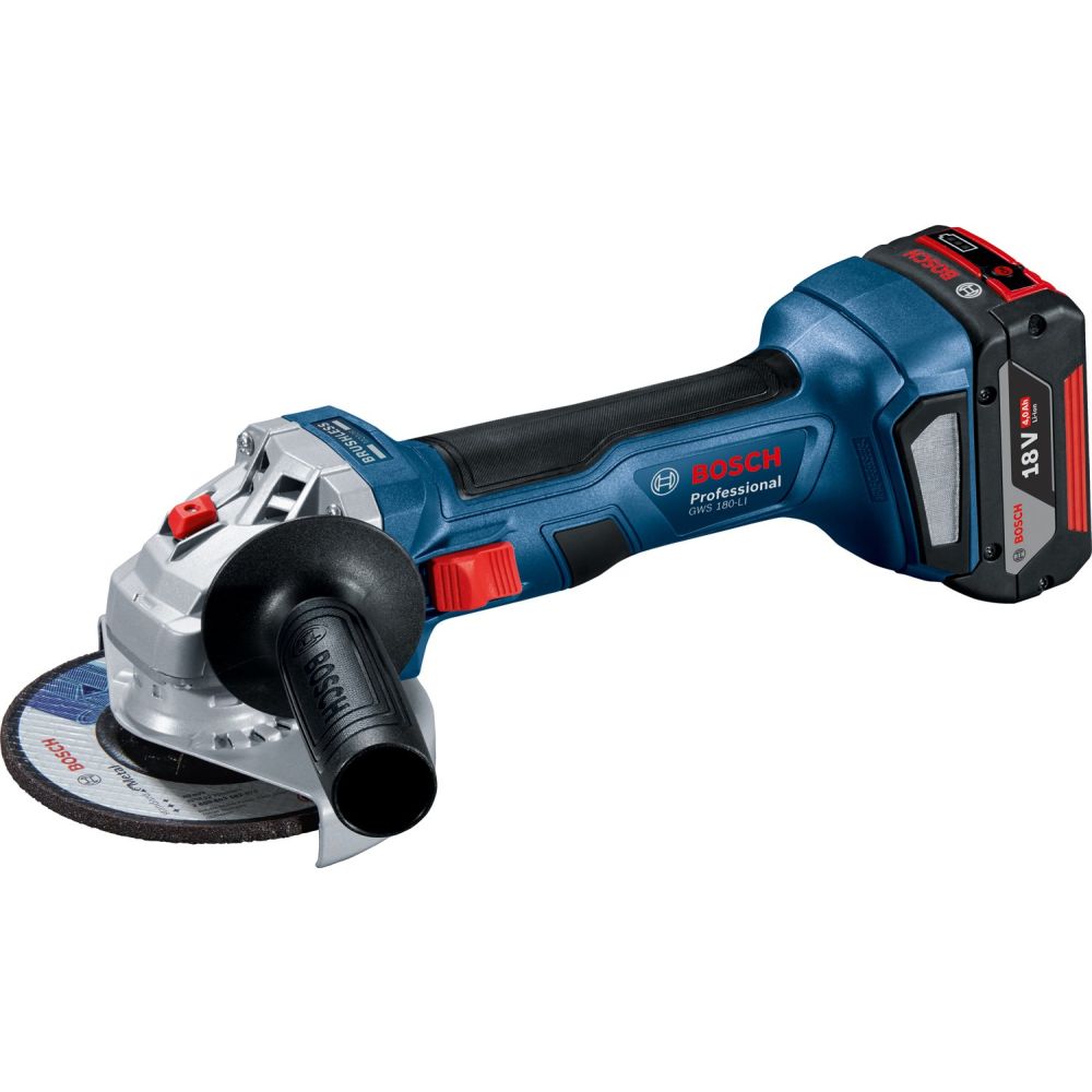 Угловая шлифмашина Bosch Professional GWS 180-LI, 18 В, с 2 АКБ 4 Ач и ЗУ, в кейсе, (0.601.9H9.021)