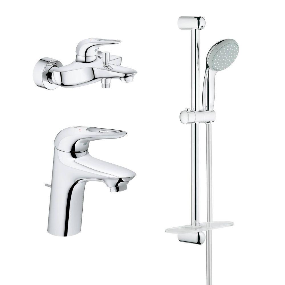 Комплект смесителей GROHE Eurostyle с душевым гарнитуром, хром (124416)