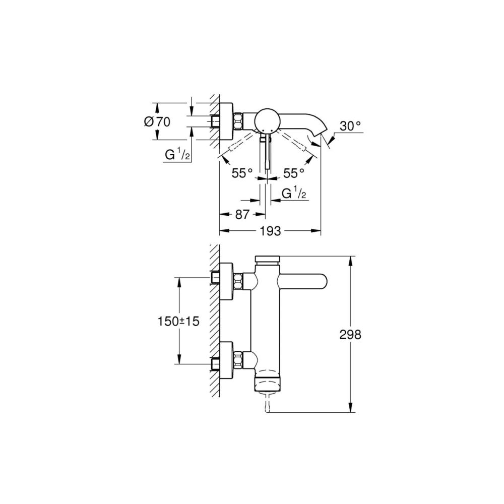 Смеситель для ванны GROHE Essence, суперсталь (33624DC1)
