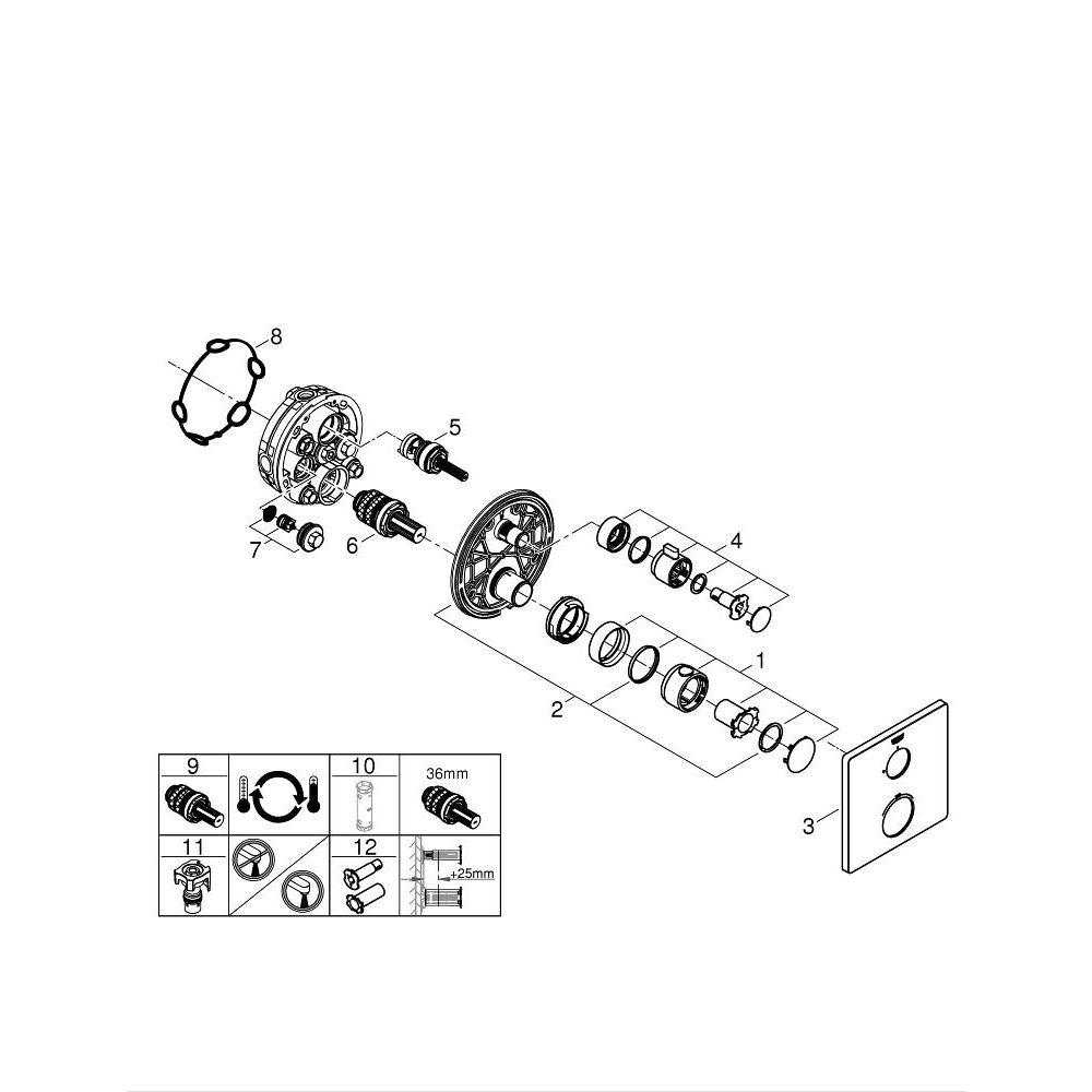 Внешняя часть термостата для душа GROHE Grohtherm, хром (24078000)