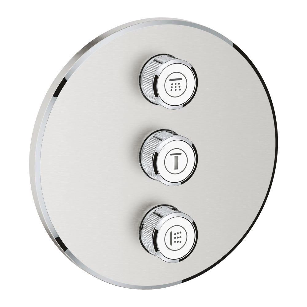 Внешняя часть переключателя потоков GROHE Grohtherm SmartControl на 3 положения, круглая, суперсталь (29122DC0)