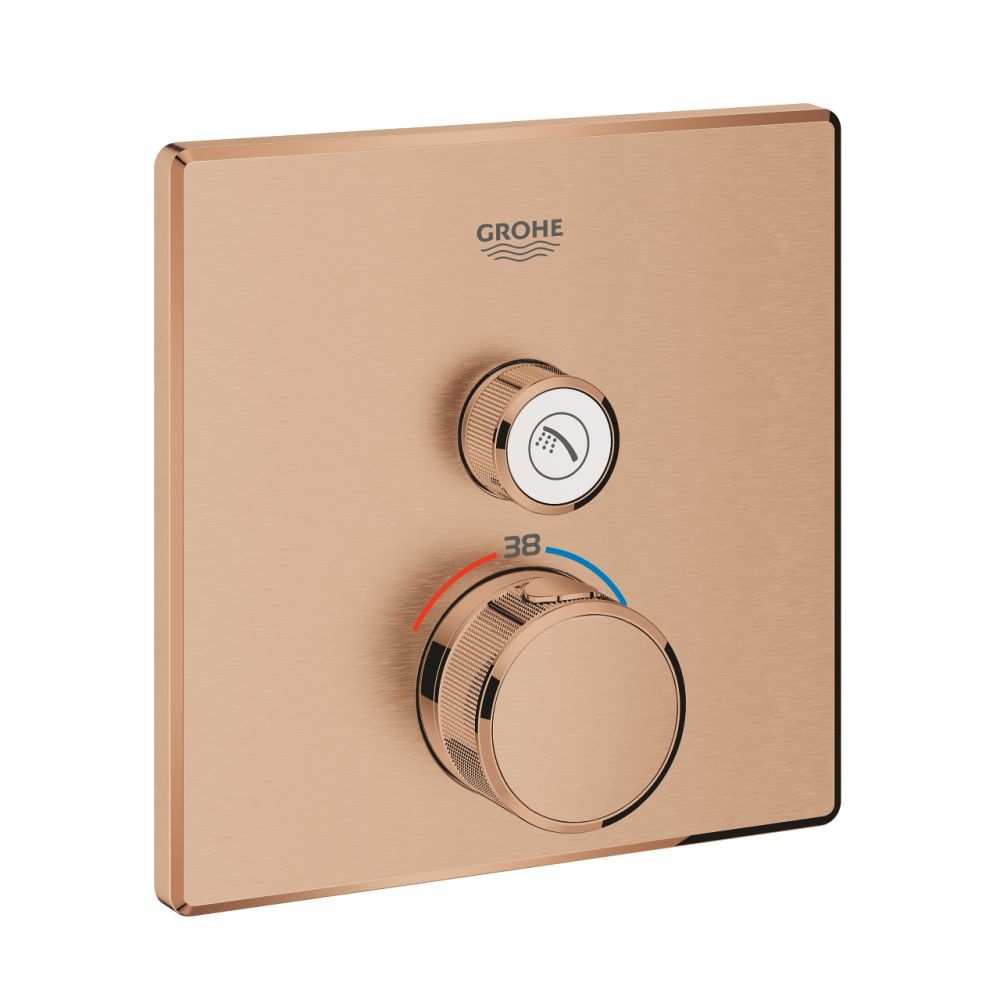 Внешняя часть термостата для душа GROHE Grohtherm SmartControl на 1 потребителя, квадратная, теплый закат матовый (29123DL0)