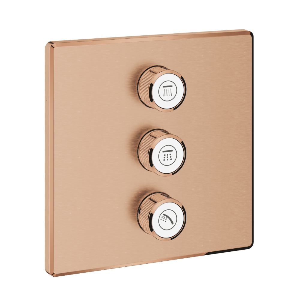 Внешняя часть переключателя потоков GROHE Grohtherm SmartControl на 3 положения, квадратная, теплый закат матовый (29127DL0)