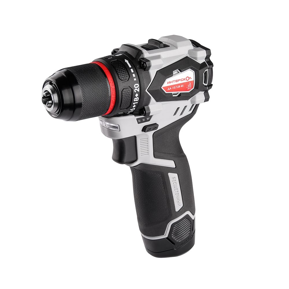 Аккумуляторная дрель-шуруповерт ИНТЕРСКОЛ МиниМАКС ДА-13/12В 45, 12 В, 1850 об/мин, с 2 АКБ 2.5 Ач и ЗУ, в кейсе (950.2.2.70)