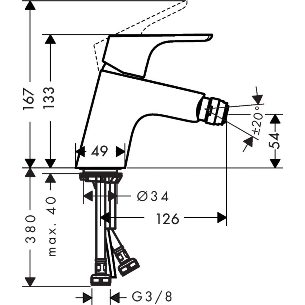 Смеситель для биде hansgrohe Focus со сливным клапаном Push-Open 31922000, хром