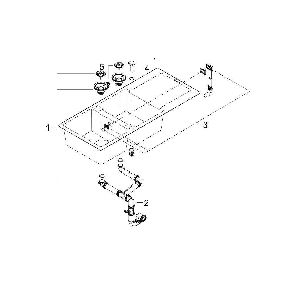 Мойка GROHE K500 с двумя чашами, 1160 x 500 мм, серый гранит (31647AT0)