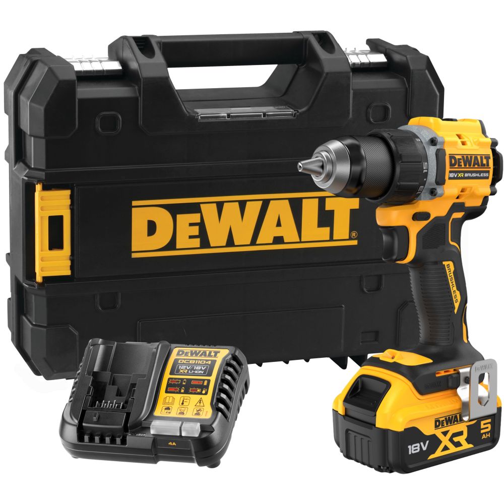 Аккумуляторная дрель-шуруповерт DEWALT DCD794P1T, 18 В, 1650 об/мин, с АКБ 5 Ач и ЗУ, в кейсе TSTAK (DCD794P1NT-XJ)