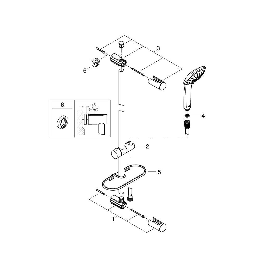 Душевой гарнитур GROHE Euphoria 110 Champagne с мыльницей, 3 режима струи, душевая штанга 900 мм, 17 л/мин, хром (27227001)