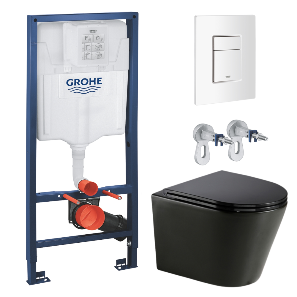 Комплект инсталляции GROHE Rapid SL 38772SH0 с унитазом AQUAme AQM2001MB и сиденьем с микролифтом (NW0282)