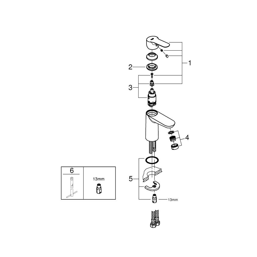 Смеситель для раковины GROHE BauEdge, S-size, хром (23330000)