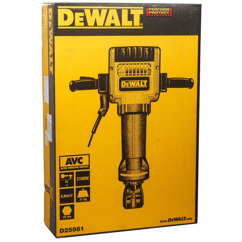 Отбойный молоток DEWALT D25981, 2100 Вт, 62 Дж, 960 уд/мин (D25981-QS)