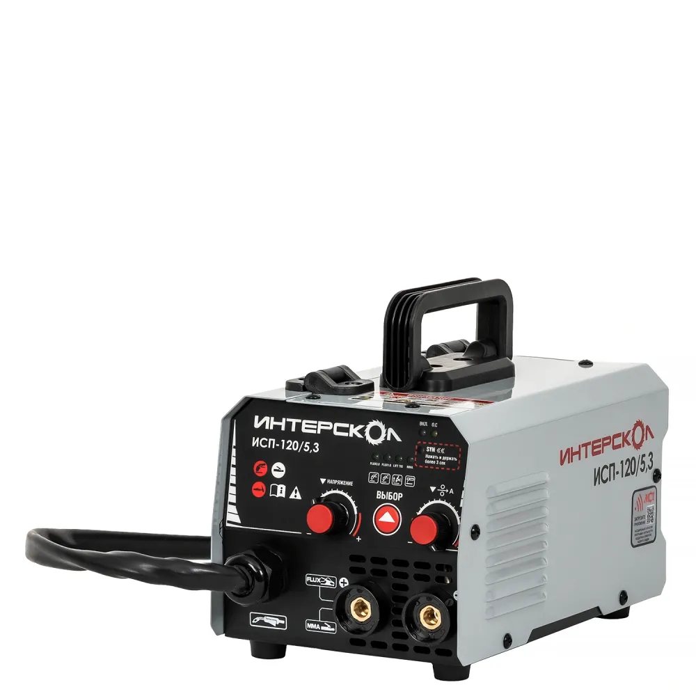 Аппарат сварочный электродуговой инверторный ИНТЕРСКОЛ ИСП-120/5,3, 4 кВт, 120 А, (662.1.0.70)