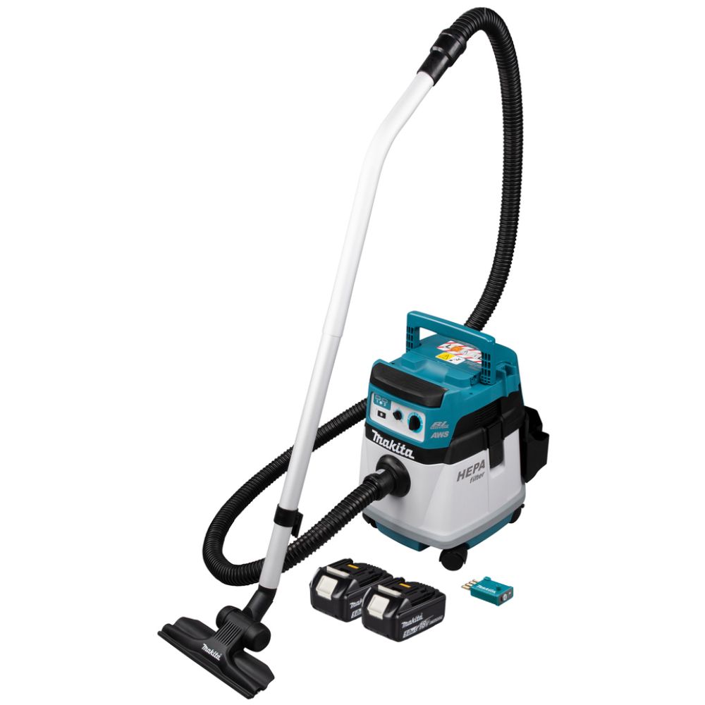 Аккумуляторный строительный пылесос Makita DVC157L, 2x18 В, 15 л, с 2 АКБ 5 Ач, без ЗУ (DUST-KITM12)