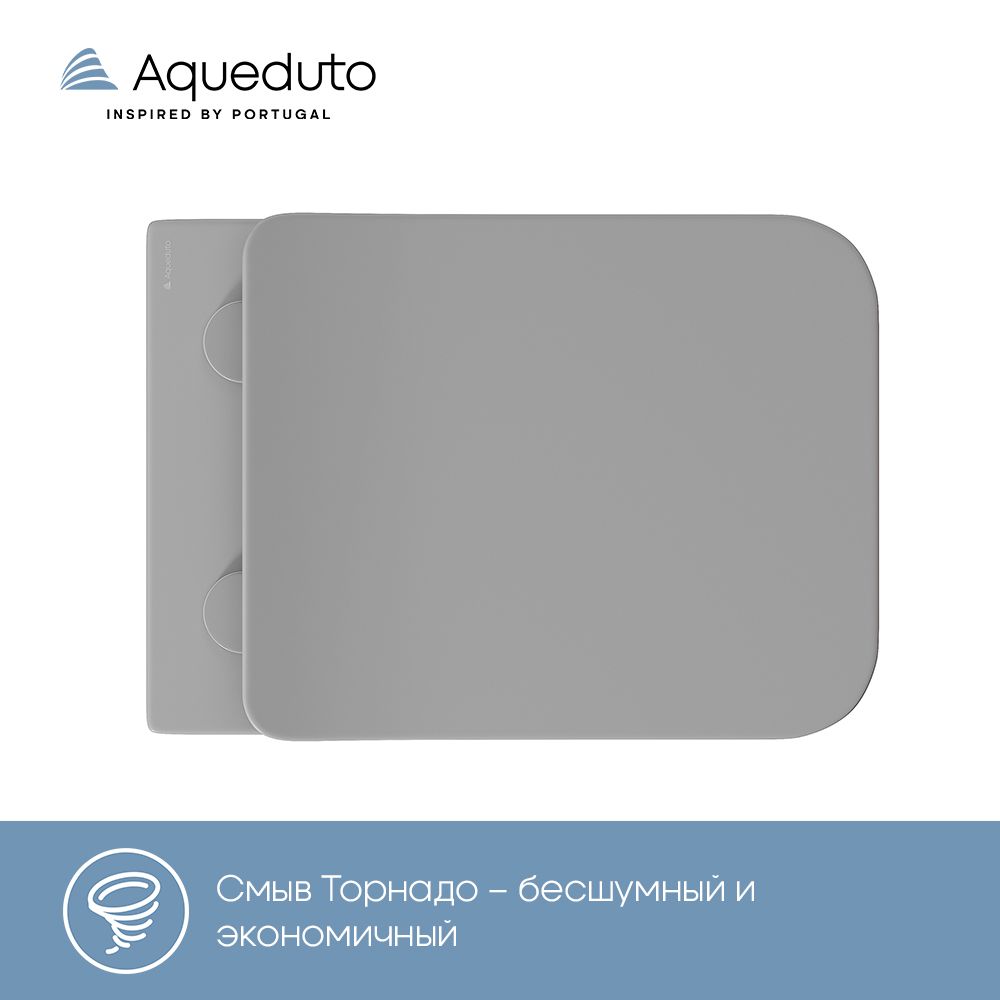 Унитаз подвесной Aqueduto MACIO 520*370 безободковый, сиденье с микролифтом, серый матовый (MACT2130)