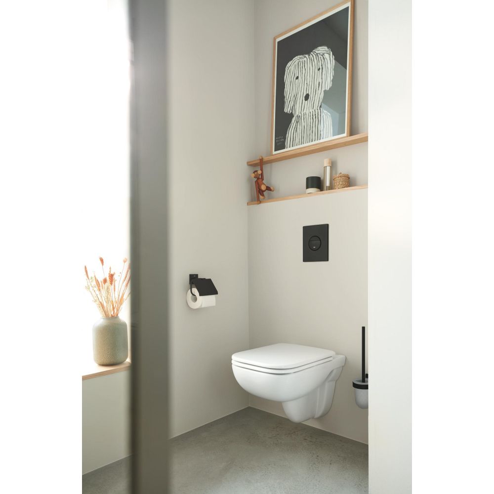 Держатель для туалетной бумаги GROHE Essentials с крышкой, матовый черный (1024652430)