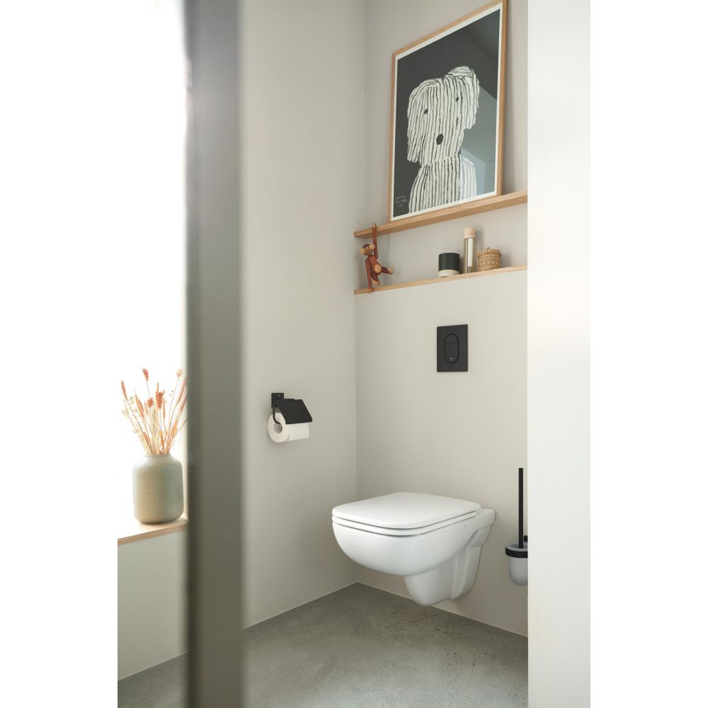 Держатель для туалетной бумаги GROHE Essentials с крышкой, матовый черный (1024652430)