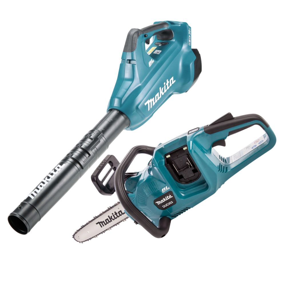Аккумуляторный набор садовой техники Makita, 18 В: цепная пила DUC353 + воздуходув DUB362Z, без АКБ и ЗУ
