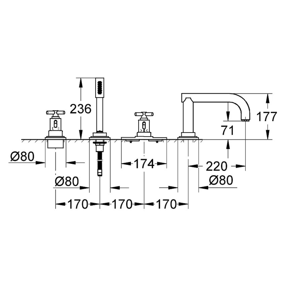 Внешняя часть термостата для ванны GROHE Atrio Ypsilon с душевым гарнитуром, хром (19141000)
