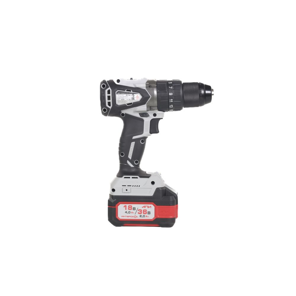 Ударная дрель-шуруповерт ИНТЕРСКОЛ ДА-13/36В 90, 36 В, 2000 об/мин, 30000 уд/мин, с 2 АКБ 2 Ач и ЗУ, в кейсе (860.2.2.70)