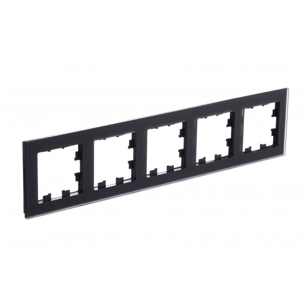 Рамка 5-постовая универсальная Systeme Electric (Schneider Electric) AtlasDesign Nature, матовое органическое стекло черный ATN331005