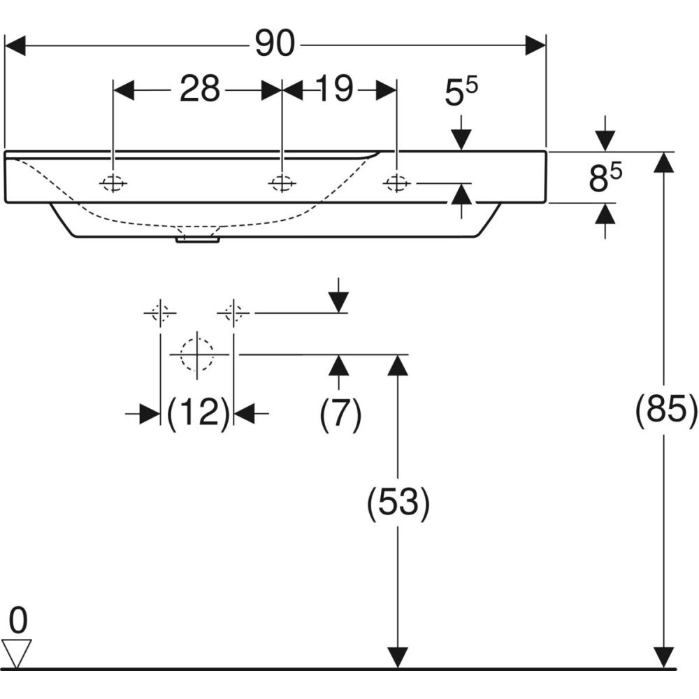Раковина Geberit Xeno² 90 см, белый, 500.534.01.1