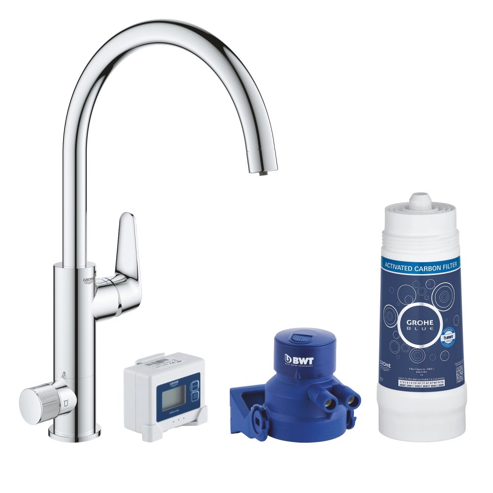 Смеситель для кухни GROHE Blue Pure BauCurve с функцией фильтрации, с фильтром в комплекте, хром (30385000)