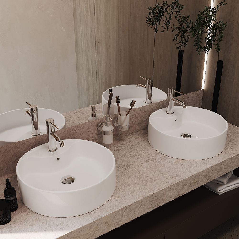 Раковина накладная Aqueduto ESPIRAL, D460, белый глянцевый (ESP0610)