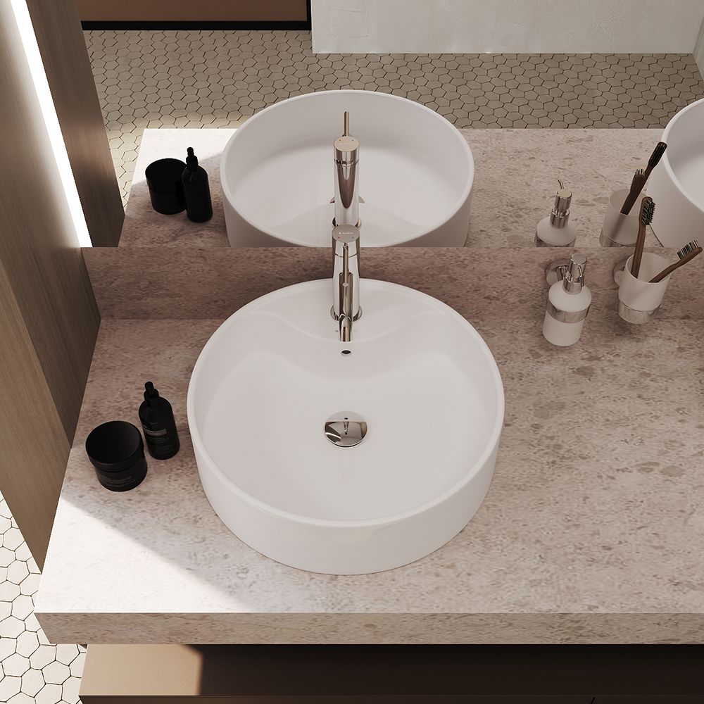 Раковина накладная Aqueduto ESPIRAL, D460, белый глянцевый (ESP0610)