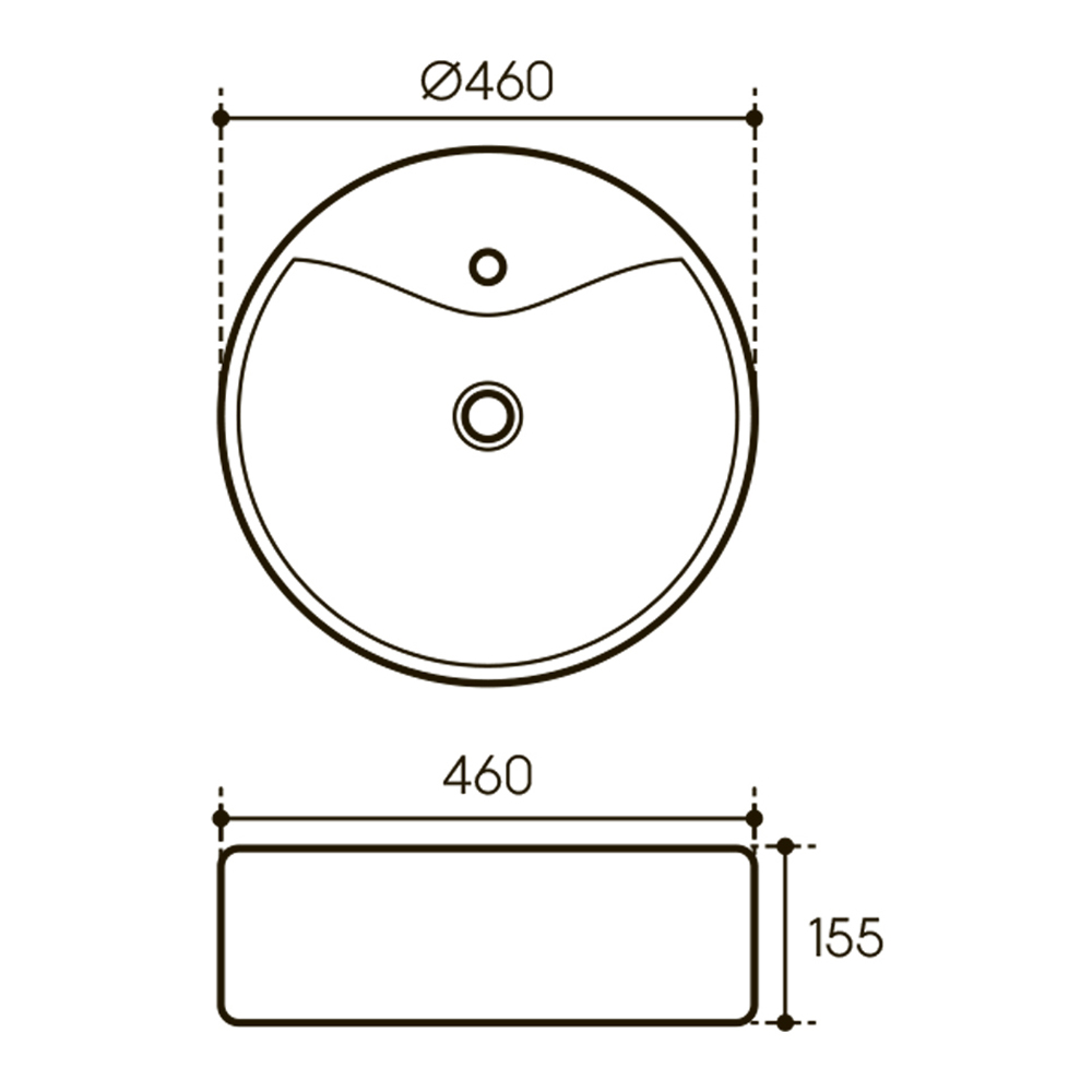 Раковина накладная Aqueduto ESPIRAL, D460, белый глянцевый (ESP0610)