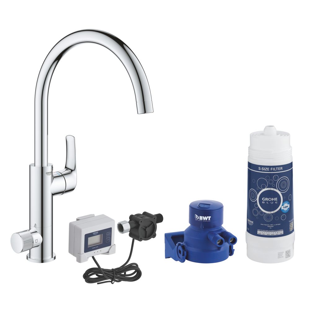 Смеситель для кухни GROHE Blue Pure Eurosmart с функцией фильтрации, с фильтром в комплекте, хром (30499000)