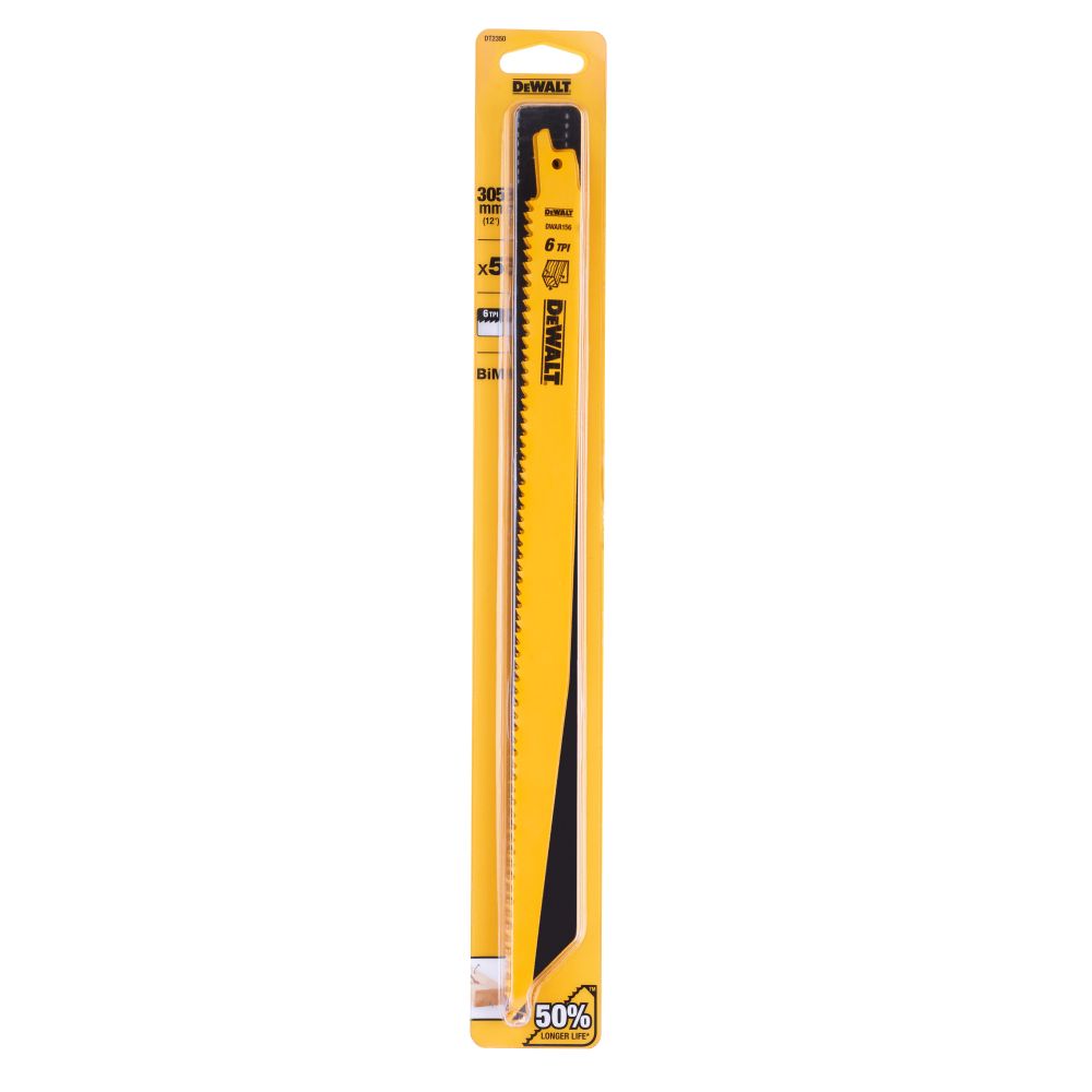 Полотно DEWALT DT2350, по дереву для сабельных пил биметаллическое, BiM, 305 x 4.2 мм, S1411DF, 5 шт.
