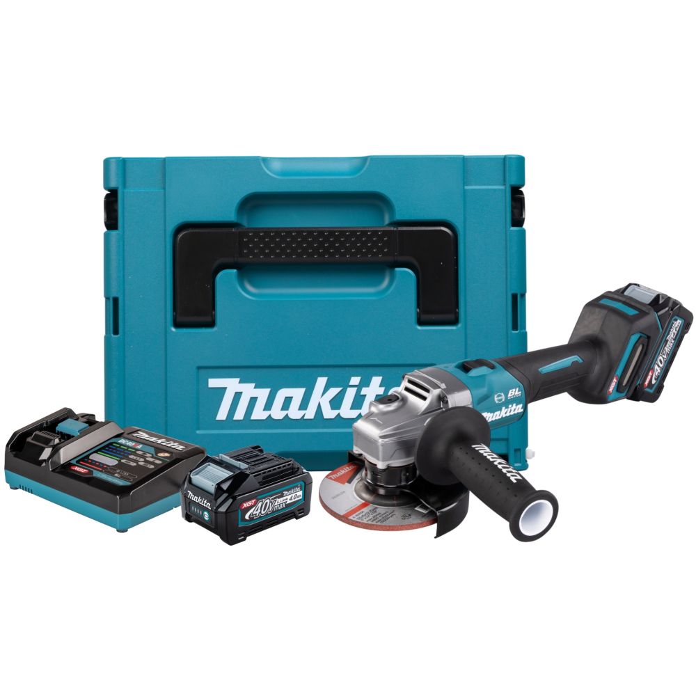 Аккумуляторная угловая шлифмашина Makita GA005GM201, 40 В, 125 мм, 8500 об/мин, с 2 АКБ 4 Ач и ЗУ, в кейсе