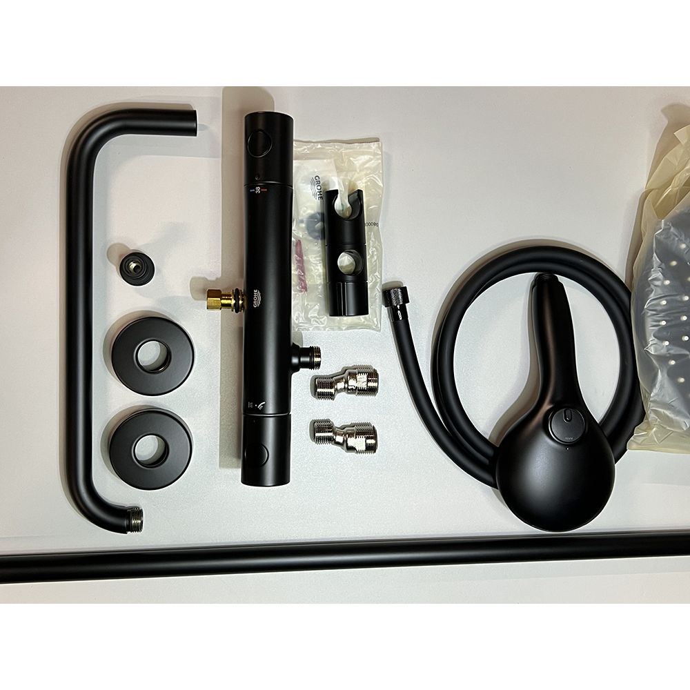 Душевая система GROHE Tempesta System 250 с термостатом для душа, матовый чёрный (266702431/U), уцененный товар