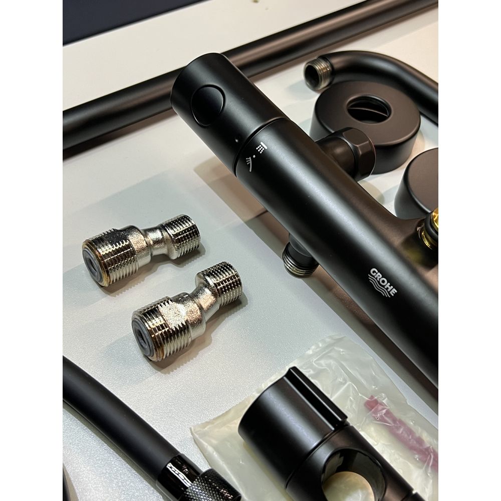 Душевая система GROHE Tempesta System 250 с термостатом для душа, матовый чёрный (266702431/U), уцененный товар