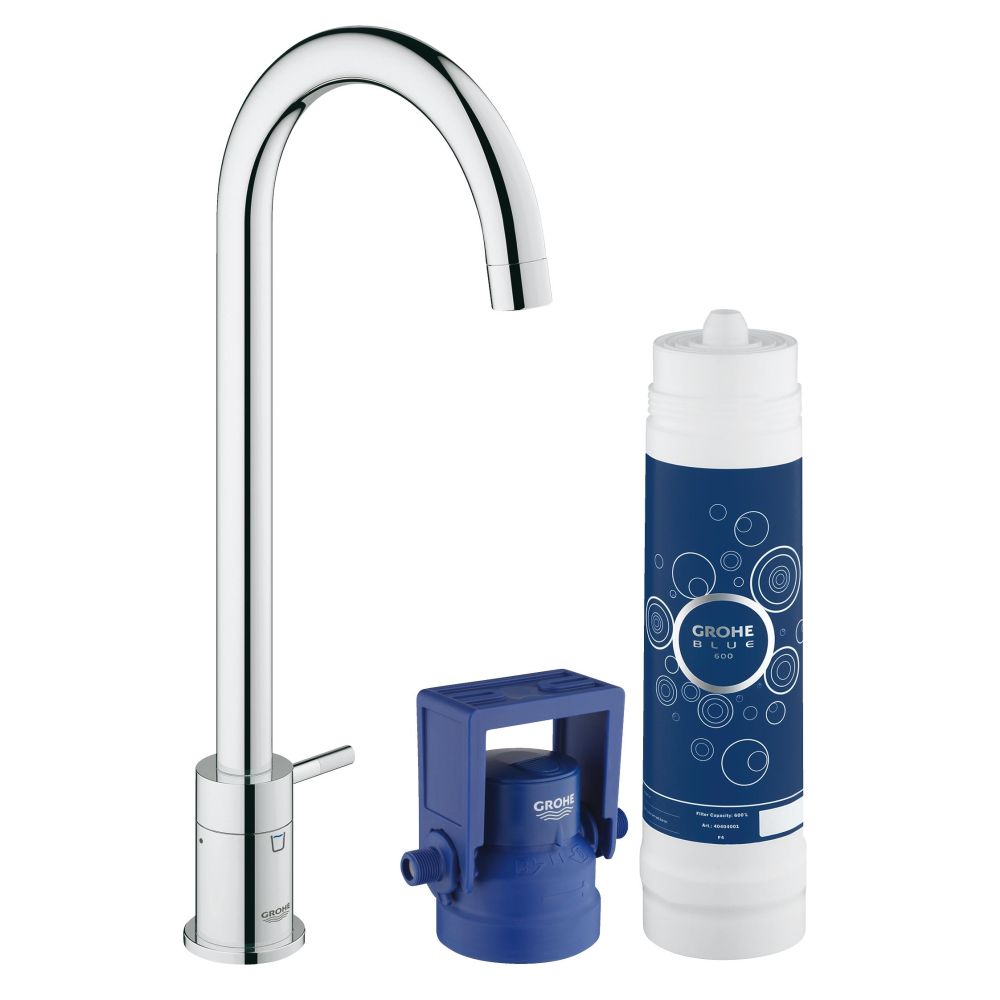 Кран для кухонной мойки GROHE Blue Pure Mono с функцией фильтрации, с фильтром в комплекте, хром (31301001)