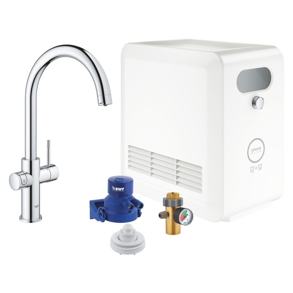 Смеситель для кухни GROHE Blue Professional с функцией фильтрации, с системой охлаждения и газирования воды, Wi-Fi, хром (31323002)