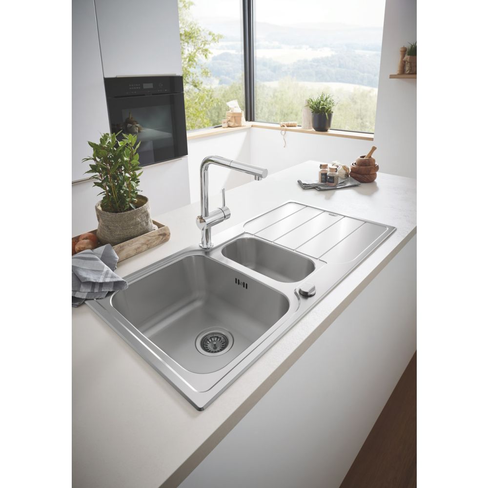 Мойка GROHE K500 с корзинчатым вентилем, нержавеющая сталь (31572SD1)