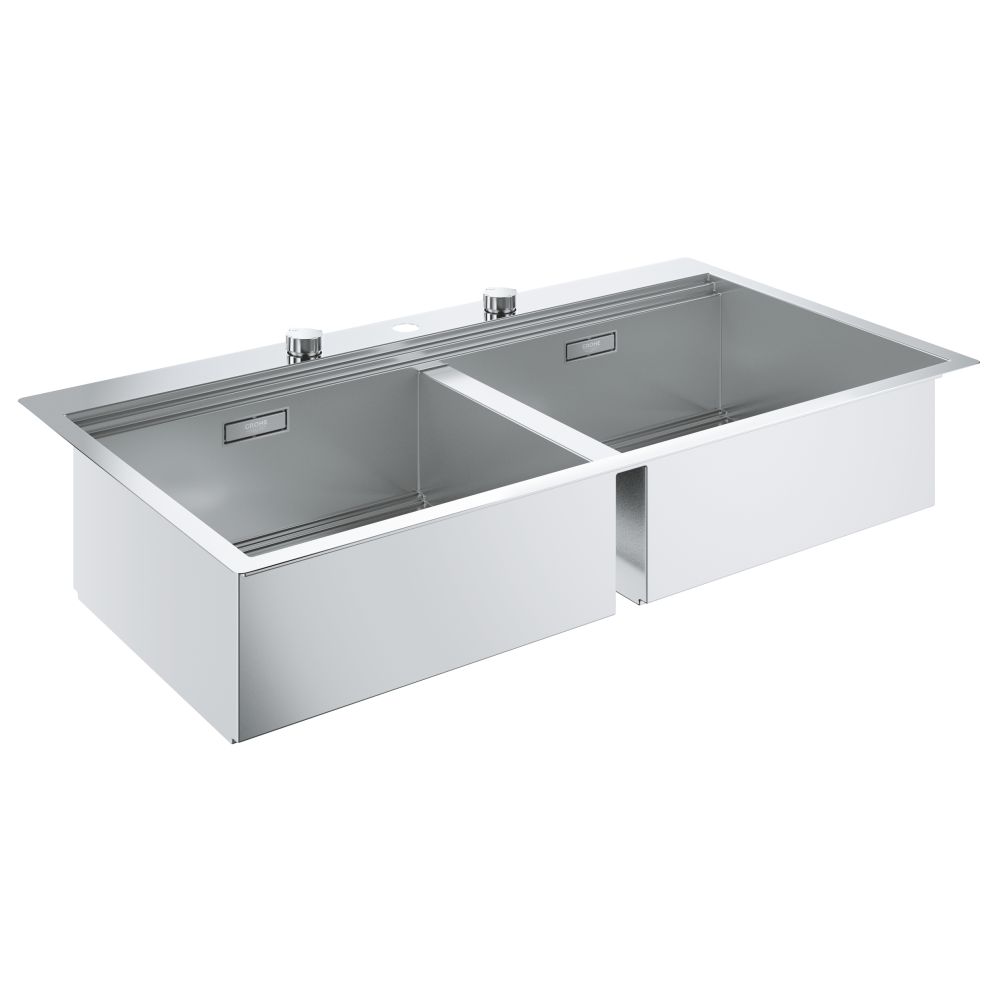 Мойка GROHE из нержавеющей стали, 2 чаши, без корзинчатого вентиля, K800 120-S 102,4/56 2.0 (31585SD0)