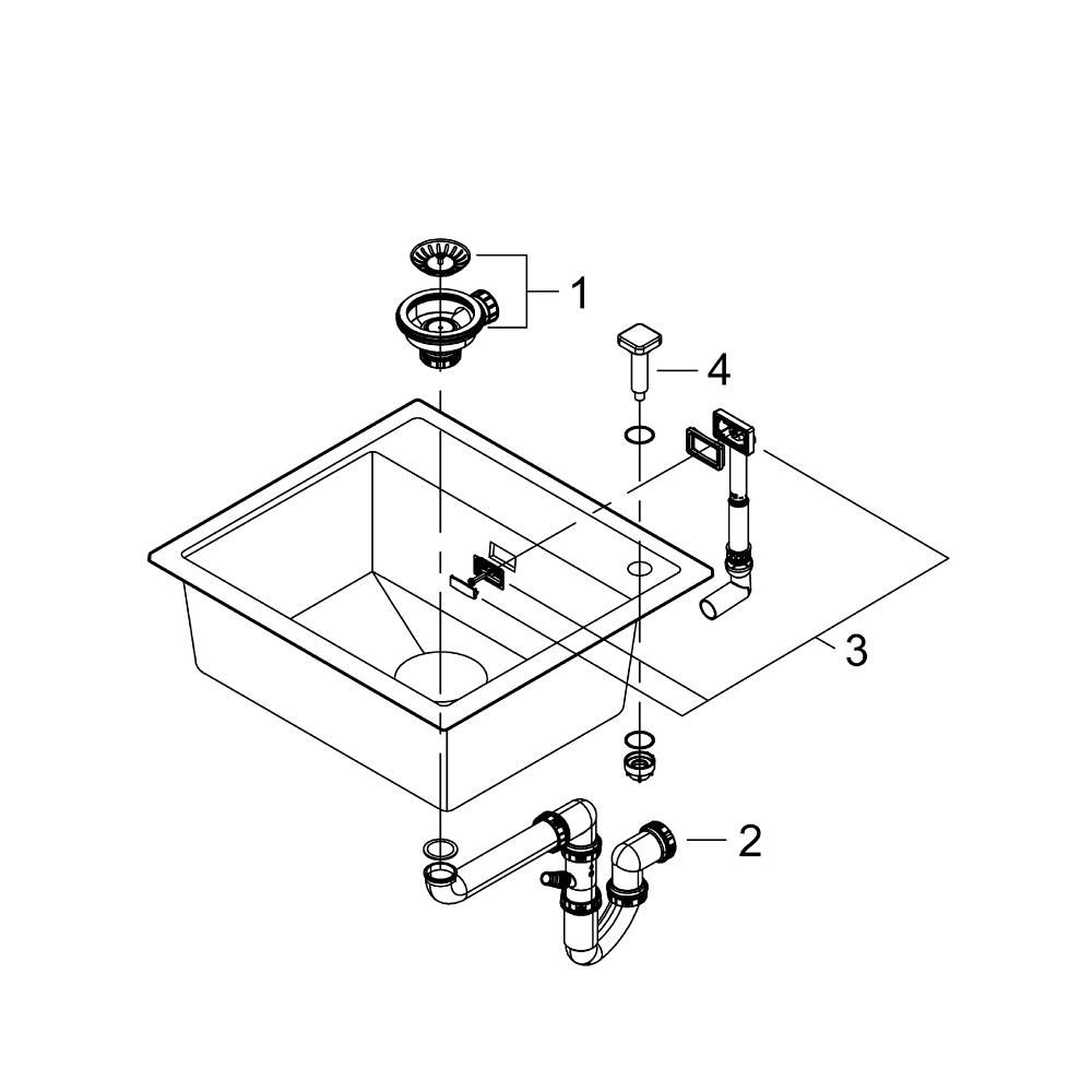 Мойка GROHE K700 с одной чашей, 560 x 510 мм, серый гранит (31651AT0)
