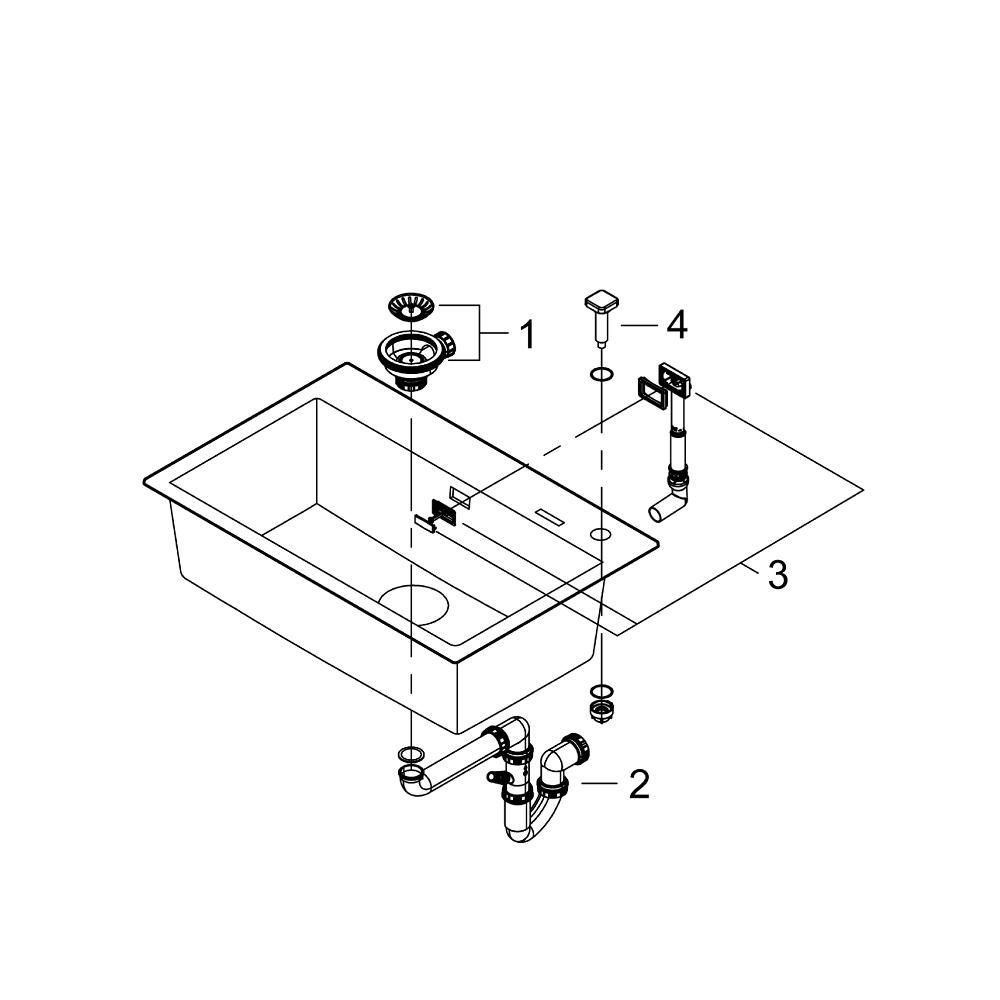 Мойка GROHE K700 с одной чашей, 780 x 510 мм, черный гранит (31652AP0)
