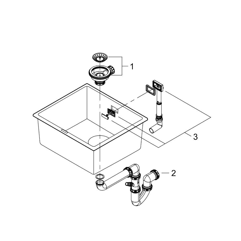 Мойка GROHE K700U с одной чашей, 457 x 406 мм, серый гранит (31653AT0)