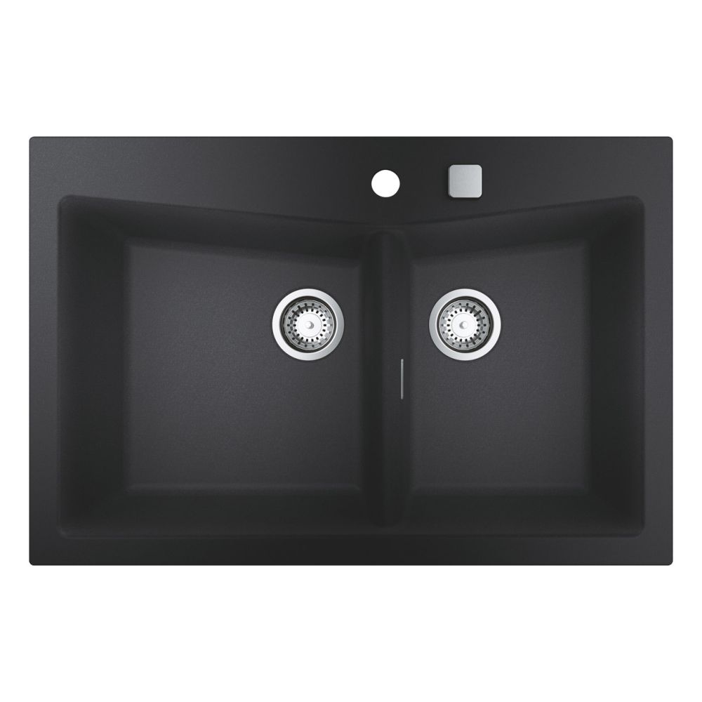 Мойка GROHE K700 с 2 чашами, 838 x 559 мм,черный гранит (31657AP0)
