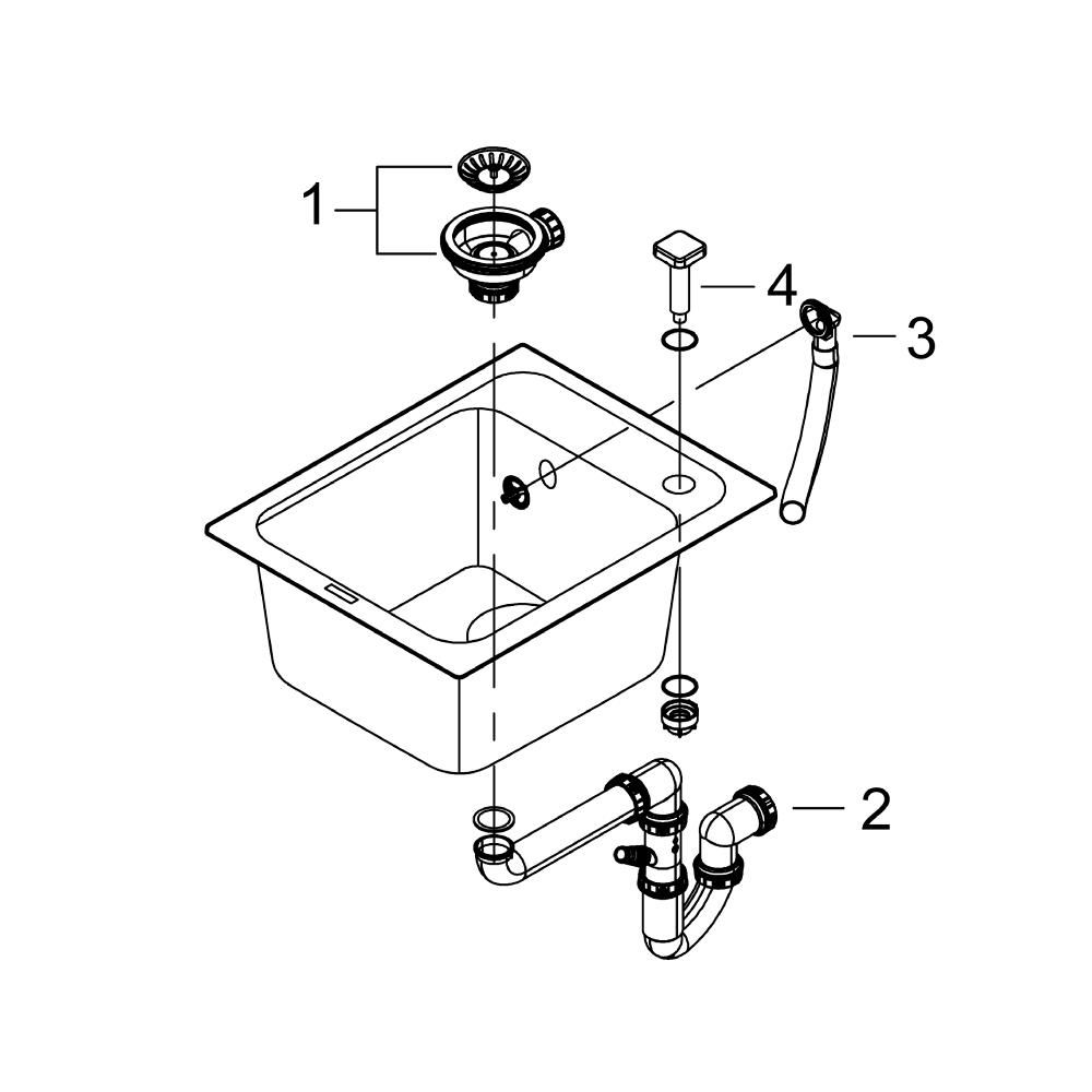 Мойка GROHE K700 с одной чашей, 400 x 500 мм, черный гранит (31650AP0)